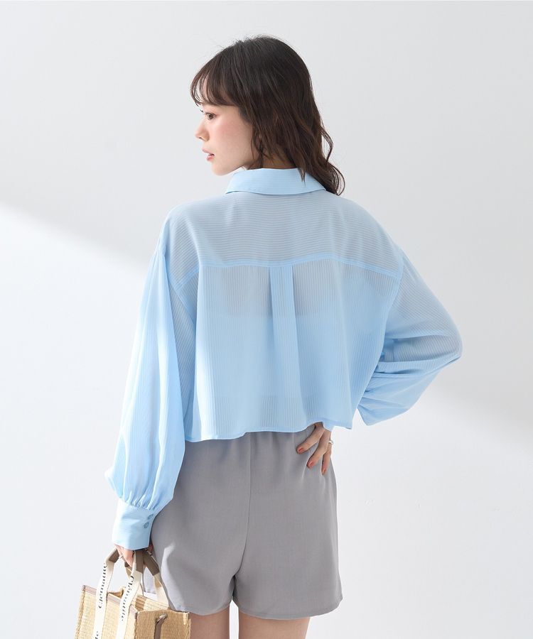 earth music&ecology「フロントチュールフリルクロップドシャツ」|シャツ・ブラウス|