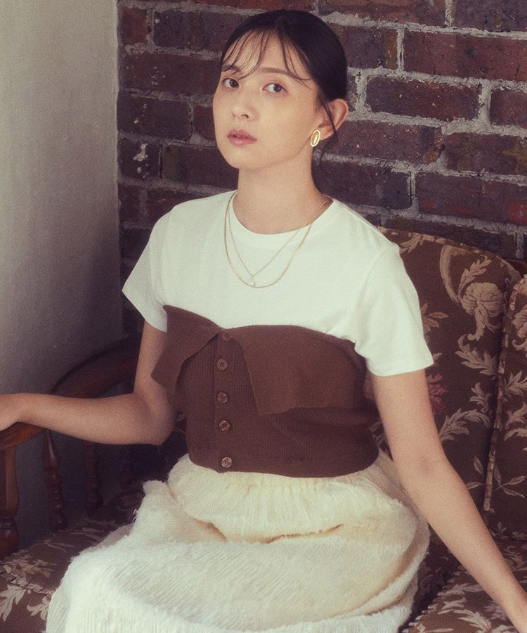 earth music&ecology「SET2点コンパクトTEE＋マルチwayニットビスチェ」|Tシャツ・カットソー|