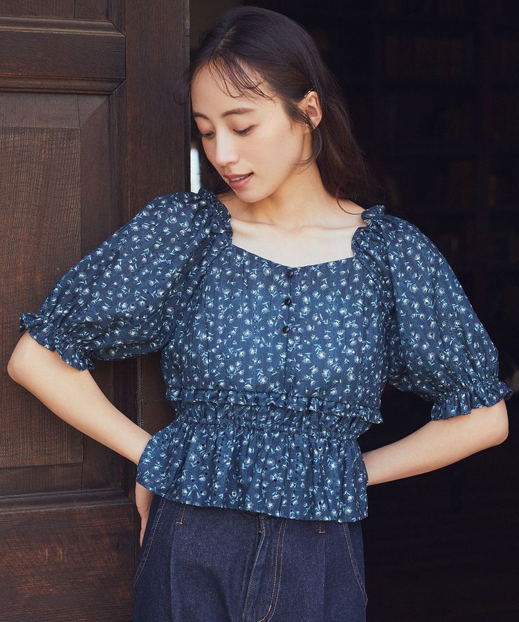 earth music&ecology「フラワー刺繍フリルヘムブラウス」|シャツ・ブラウス|