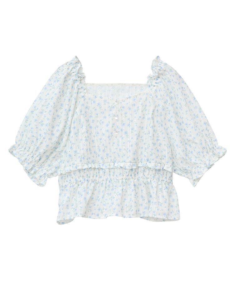 earth music&ecology「フラワー刺繍フリルヘムブラウス」|シャツ・ブラウス|