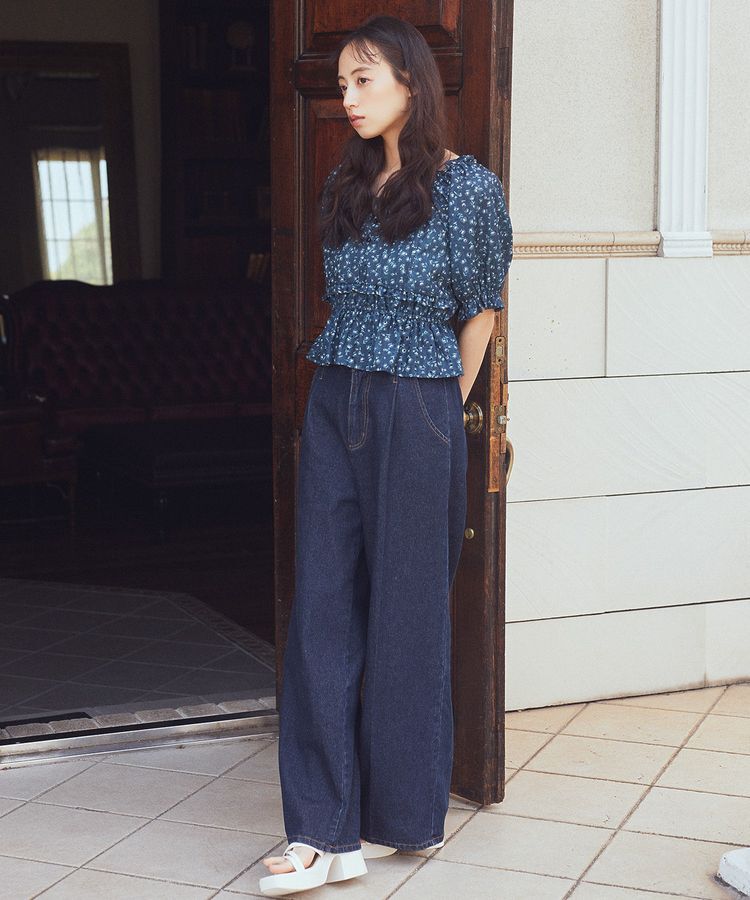 earth music&ecology「フラワー刺繍フリルヘムブラウス」|シャツ・ブラウス|