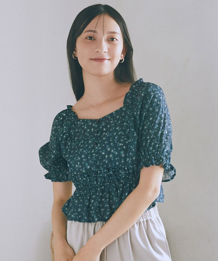 earth music&ecology「フラワー刺繍フリルヘムブラウス」|シャツ・ブラウス|