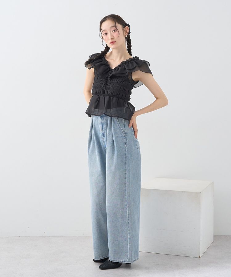 earth music&ecology「ダブルフリルノースリブラウス」|シャツ・ブラウス|