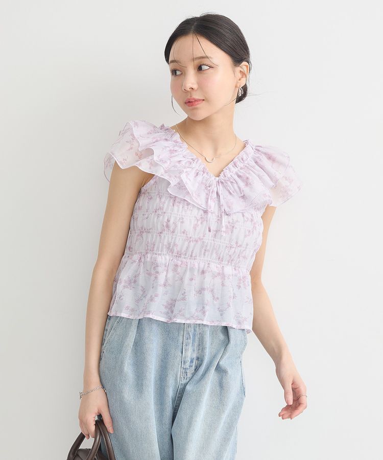 earth music&ecology「ダブルフリルノースリブラウス」|シャツ・ブラウス|