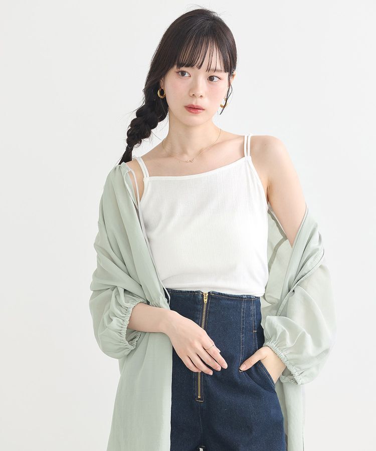 earth music&ecology「ダブルストラップパターンメッシュキャミソール」|キャミソール|