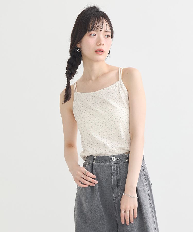 earth music&ecology「ダブルストラップパターンメッシュキャミソール」|キャミソール|