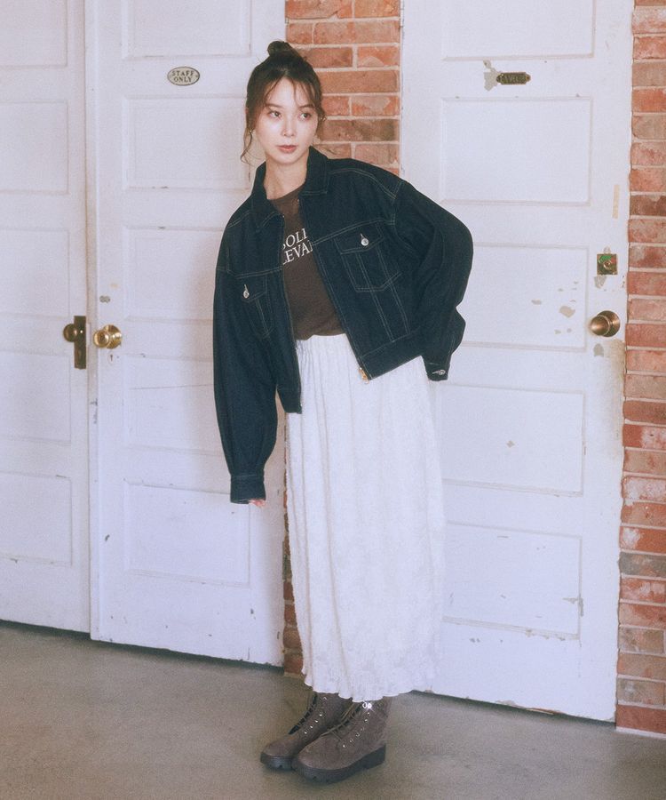 earth music&ecology「マジョリカプリーツナロースカート」|タイト|