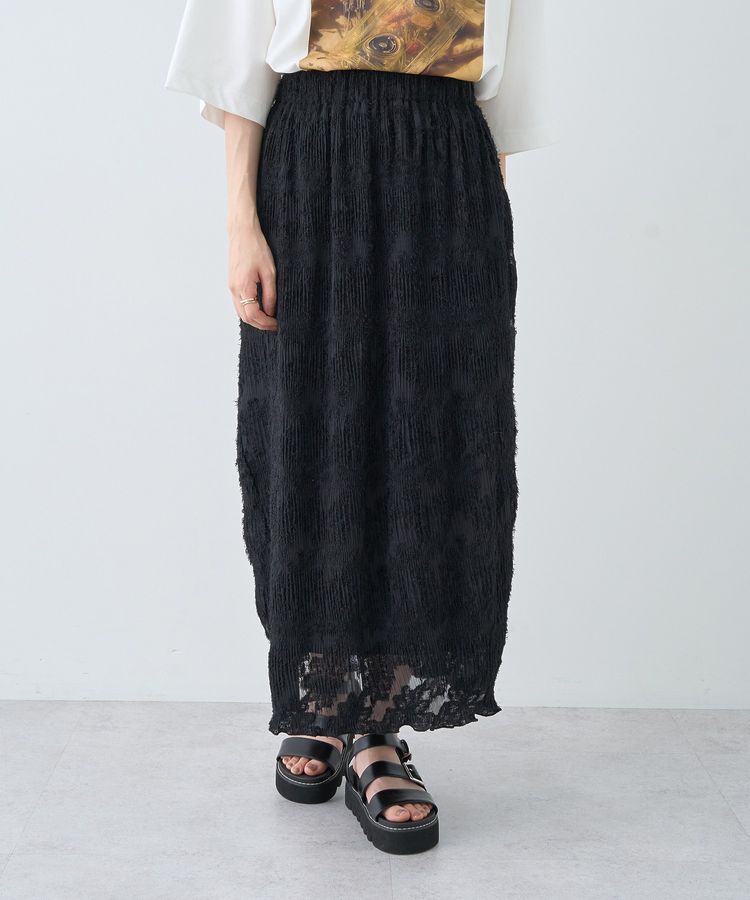 earth music&ecology「マジョリカプリーツナロースカート」|タイト|Black