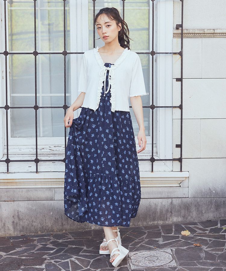 earth music&ecology「花柄シアーポップコーンキャミワンピース」|ワンピース|