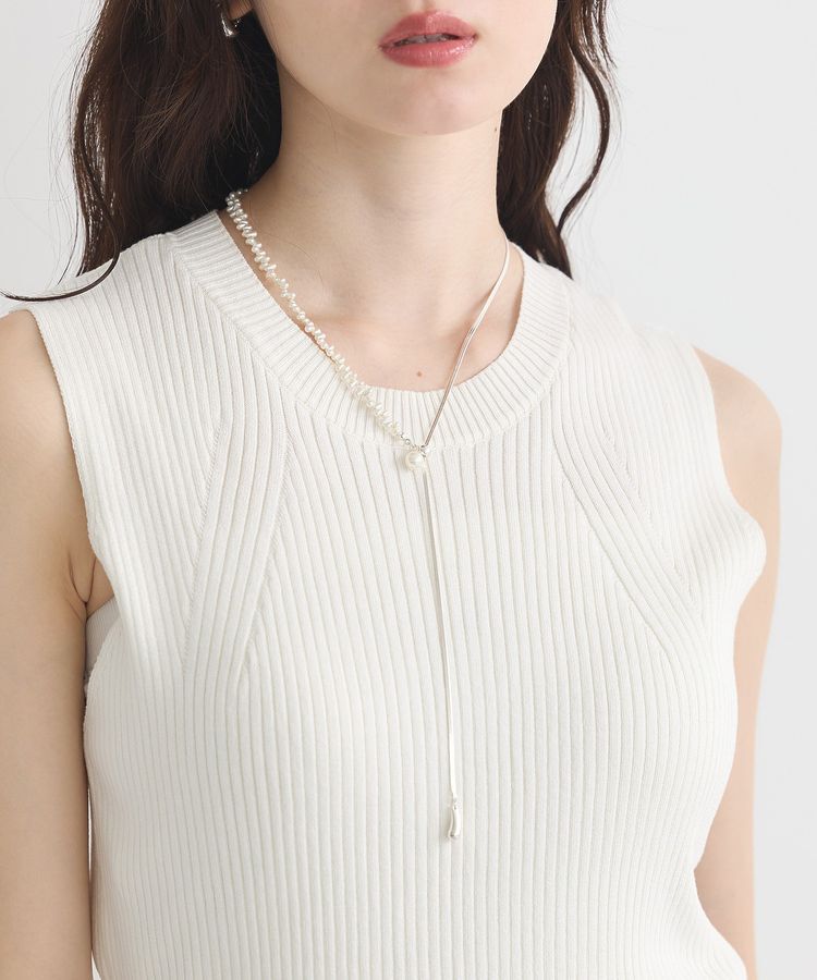 earth music&ecology「スネークチェーン&times;パールスライドロングネックレス」|ネックレス|