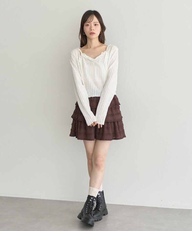 earth music&ecology「SET2点メローボレロ＋フリルキャミソール」|カーディガン|