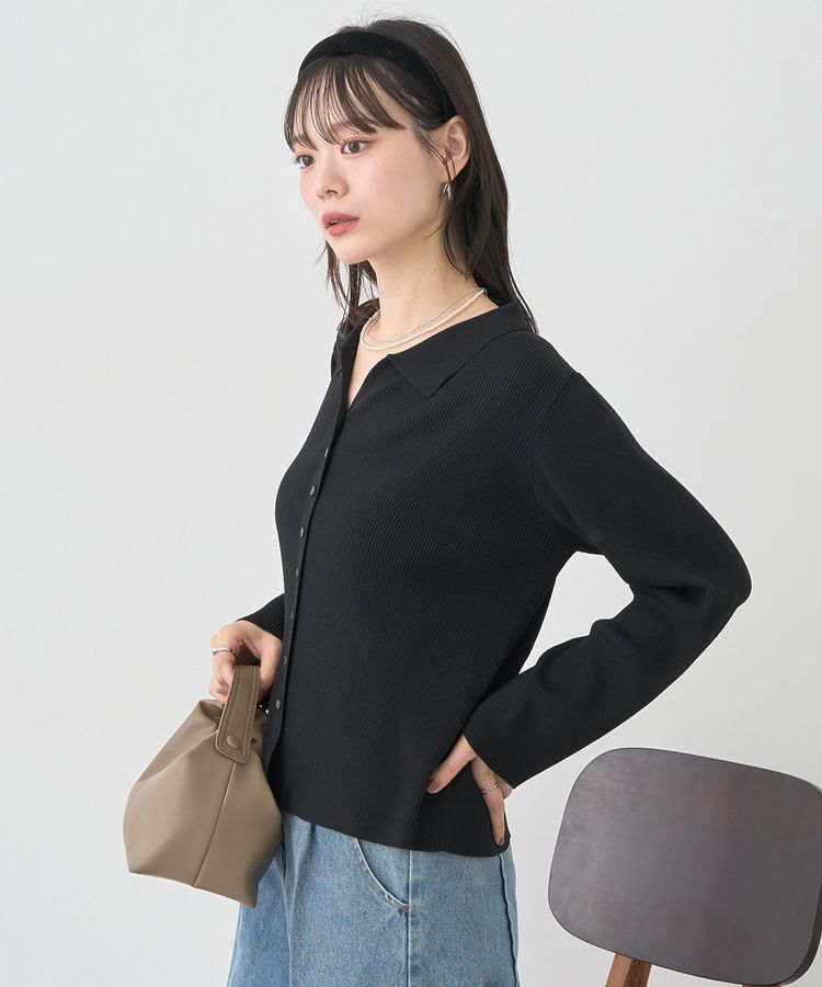 earth music&ecology「襟付きニットカーディガン」|カーディガン|