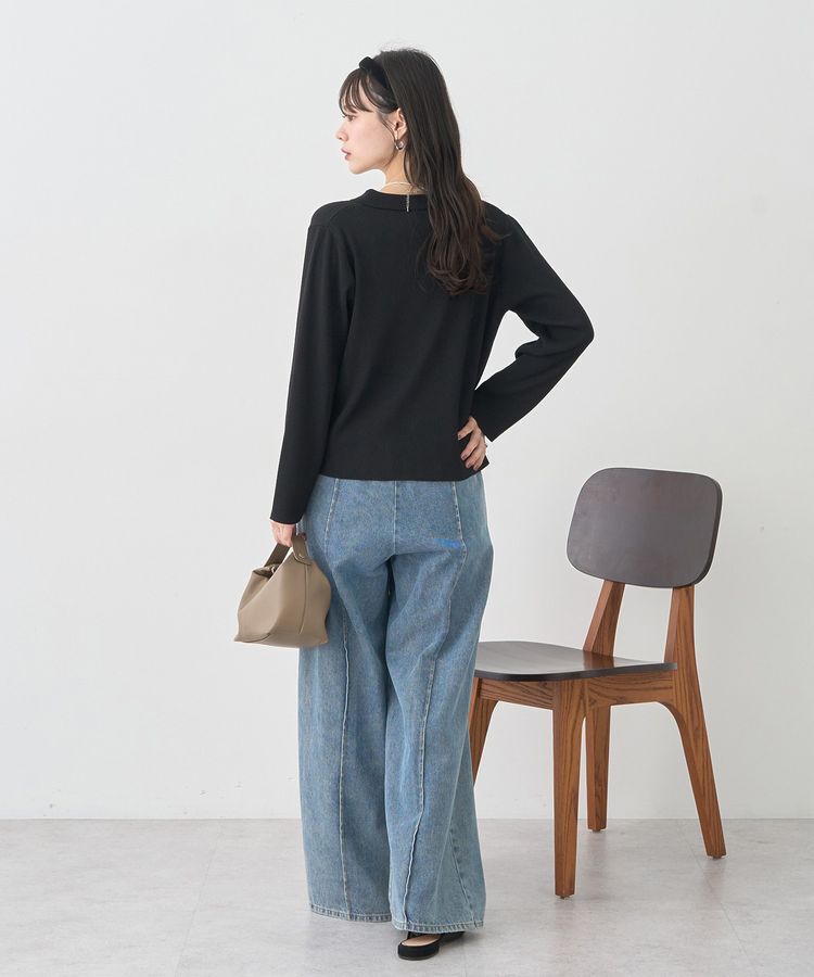 earth music&ecology「襟付きニットカーディガン」|カーディガン|