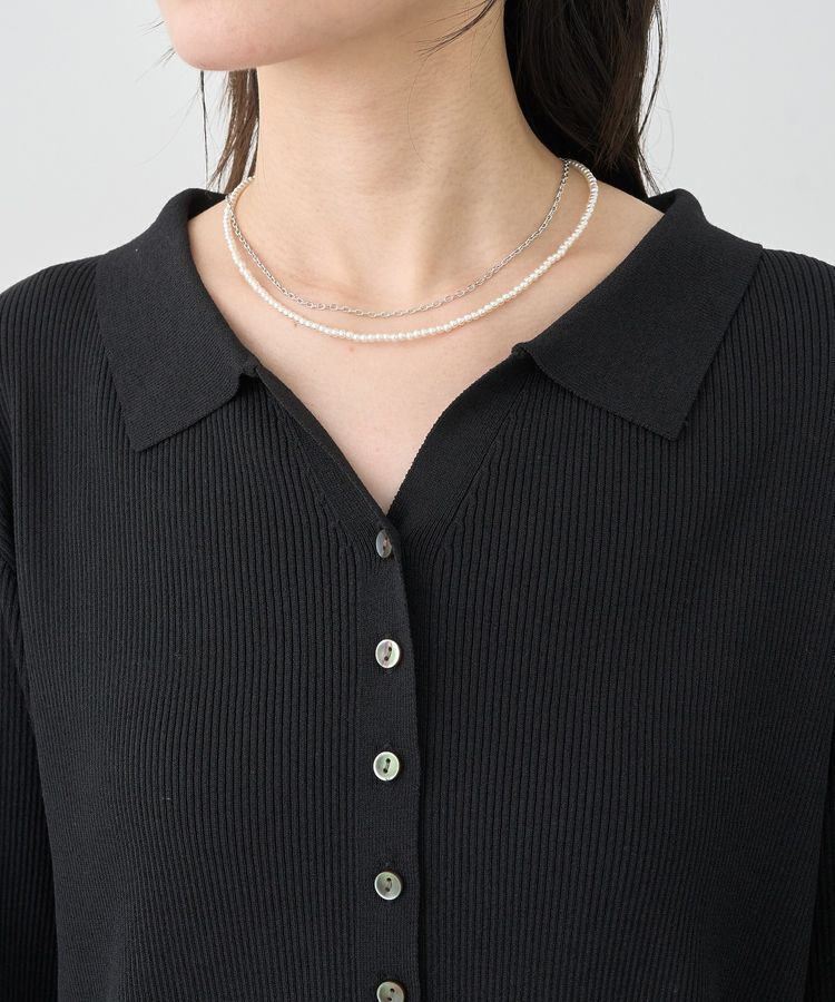 earth music&ecology「襟付きニットカーディガン」|カーディガン|