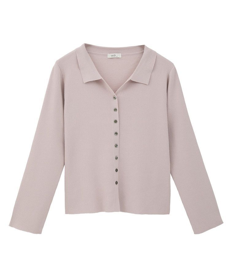 earth music&ecology「襟付きニットカーディガン」|カーディガン|