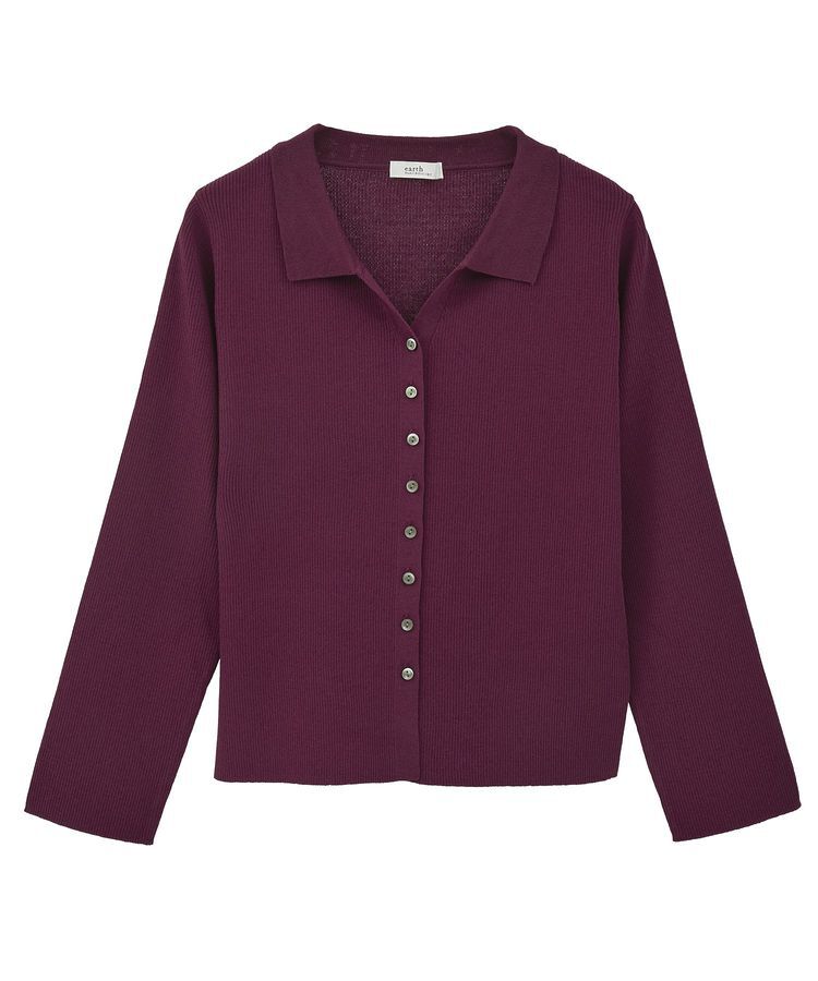 earth music&ecology「襟付きニットカーディガン」|カーディガン|