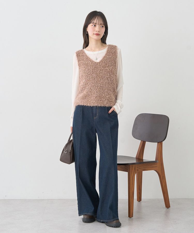 earth music&ecology「ポンポンヤーンベスト」|ベスト・ジレ|