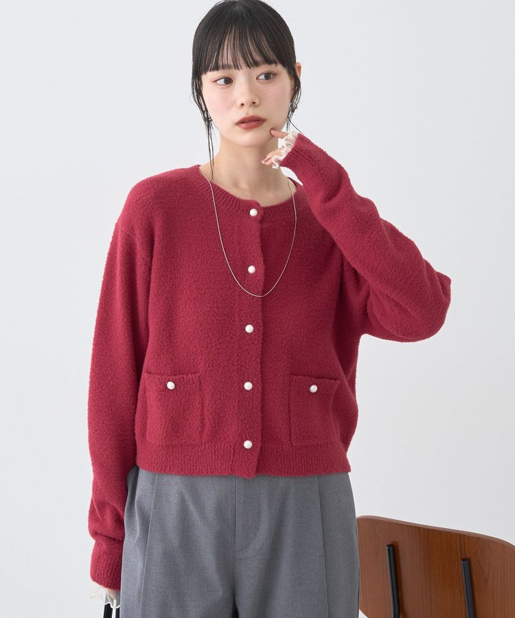 earth music&ecology「パウダーシャギークルーネックカーディガン」|カーディガン|Bordeaux