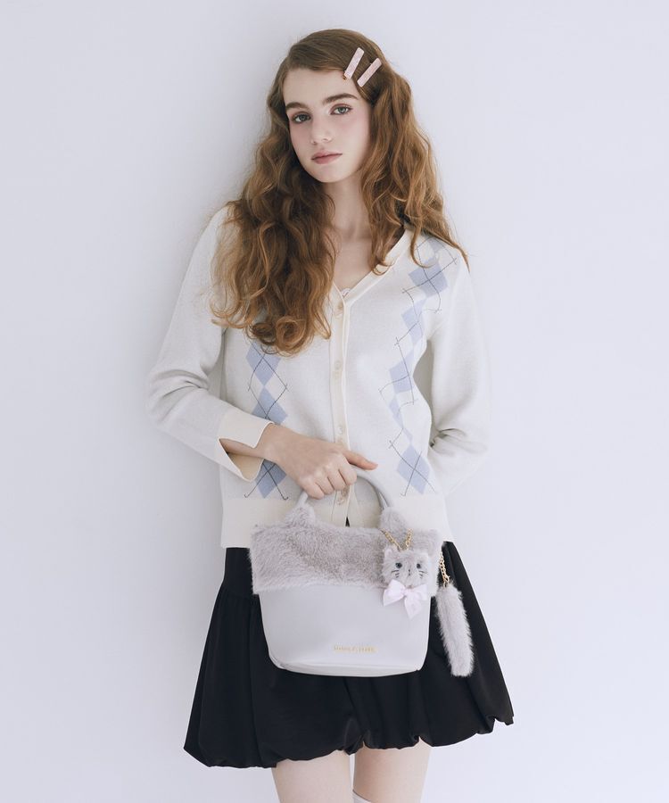 Maison de FLEUR「ねこフェイクファーバッグ」|ハンドバッグ|