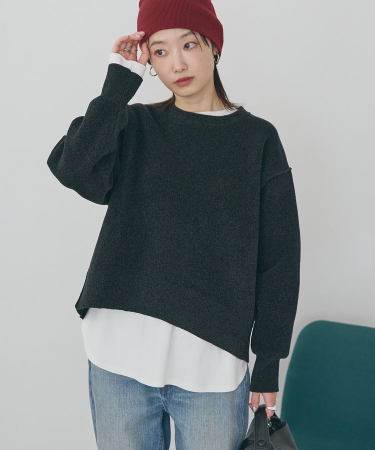 AMERICAN HOLIC「【選べる丈】モールニットプルオーバー」|ニット・セーター|Black