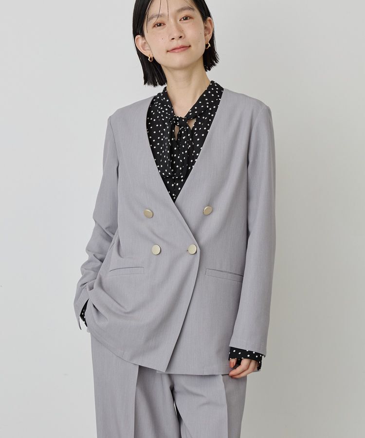 AMERICAN HOLIC「【イージーケア】ノーカラージャケット」|テーラードジャケット|Gray Mixture