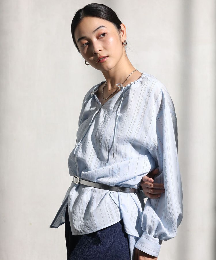 Green Parks「ドロストネックシアーストライプチュニック」|シャツ・ブラウス|