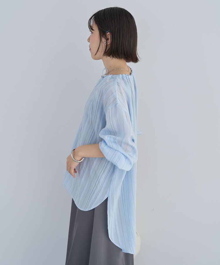 Green Parks「ドロストネックシアーストライプチュニック」|シャツ・ブラウス|