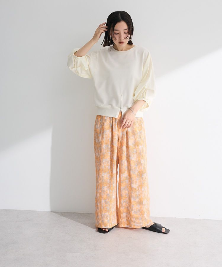 Green Parks「2WAY7分袖タック裾ZIPプルオーバー」|Tシャツ・カットソー|