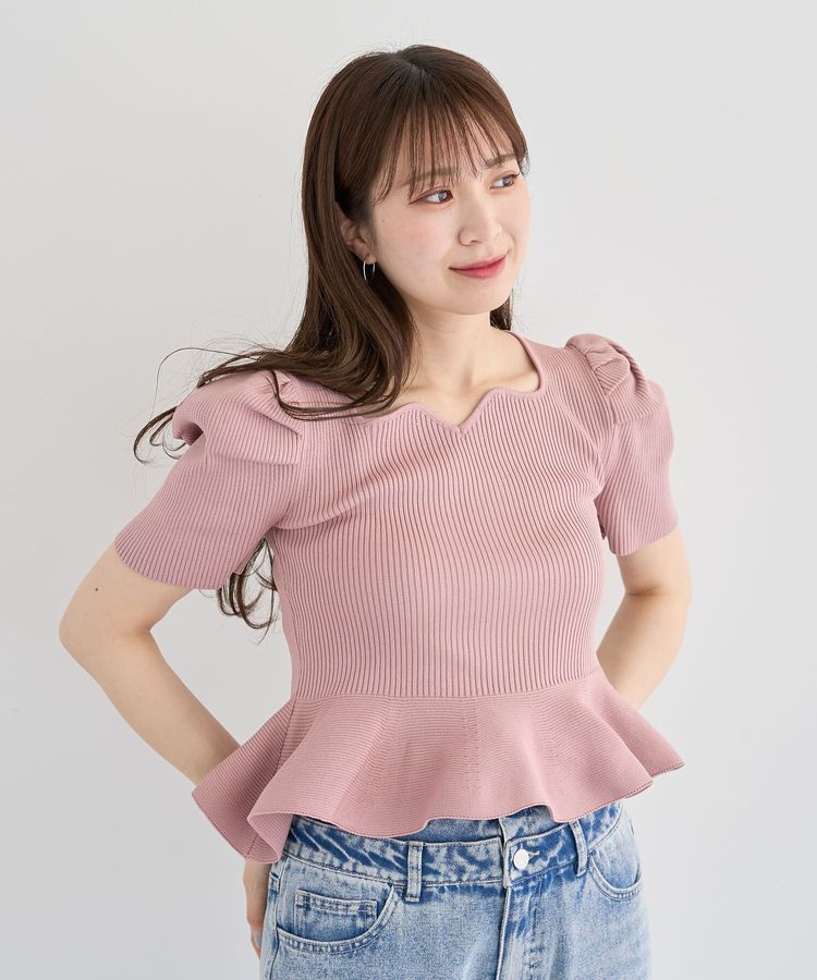 Green Parks「・swing by ハートネックペプラムニット」|ニット・セーター|