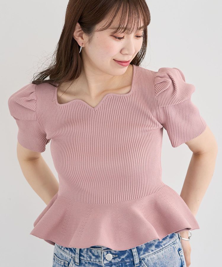 Green Parks「・swing by ハートネックペプラムニット」|ニット・セーター|