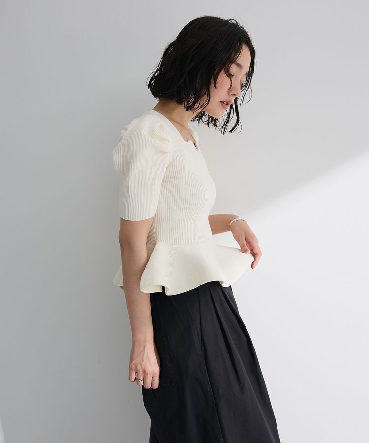 Green Parks「・swing by ハートネックペプラムニット」|ニット・セーター|