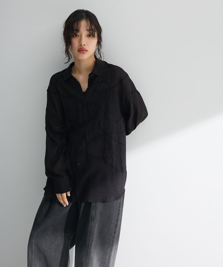 Green Parks「・ELENCARE DUE テープ刺繍シアーシャツ」|シャツ・ブラウス|