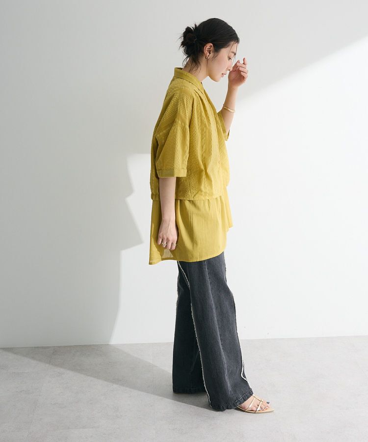 Green Parks「インド綿 SET2点 ギャザーシャツ+布帛インナー」|シャツ・ブラウス|