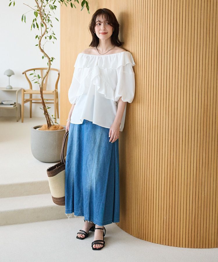 Green Parks「2way フリルショートスリーブブラウス」|シャツ・ブラウス|