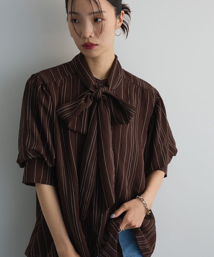 AnriettMusee「2WAYボウタイバルーンスリーブブラウス」|シャツ・ブラウス|Brown