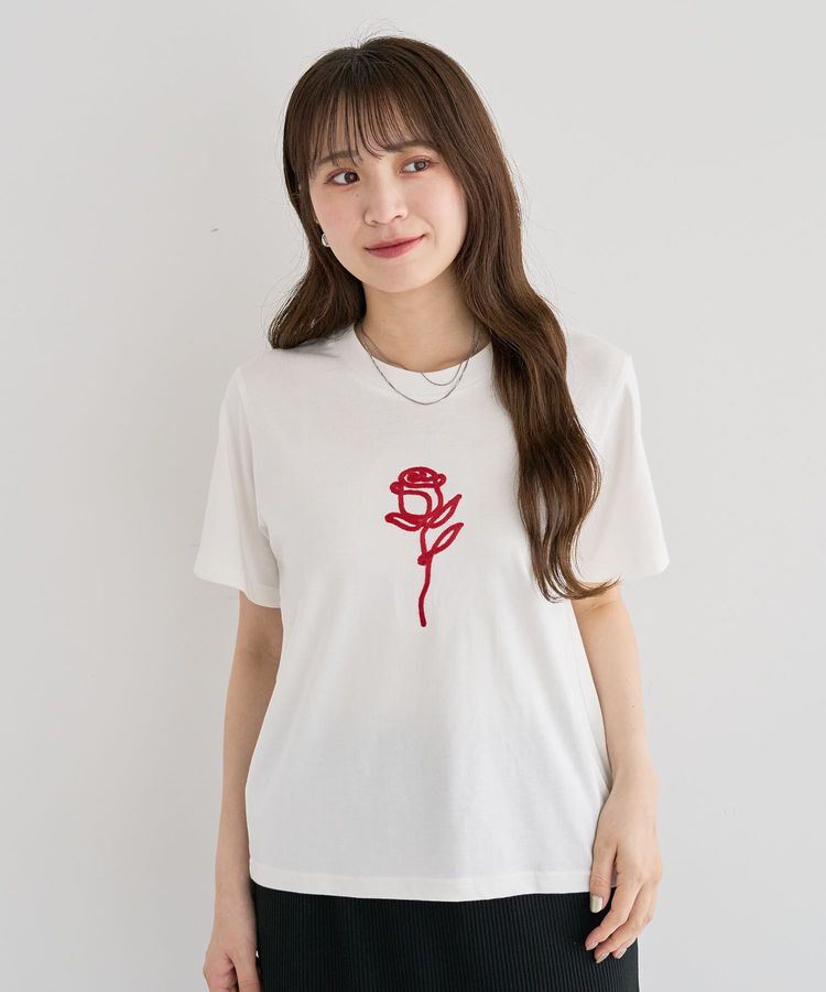 Green Parks「・DOUBLE FLAGS ローズチェーン刺繍TEE」|Tシャツ・カットソー|