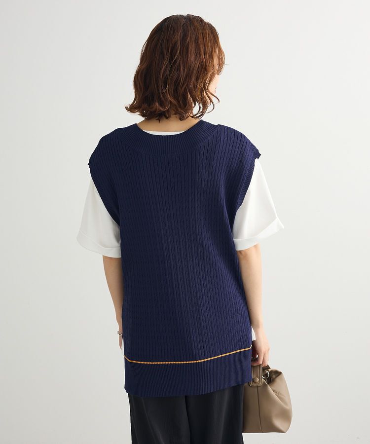 Green Parks「裾ラインケーブルニットベスト」|ベスト・ジレ|