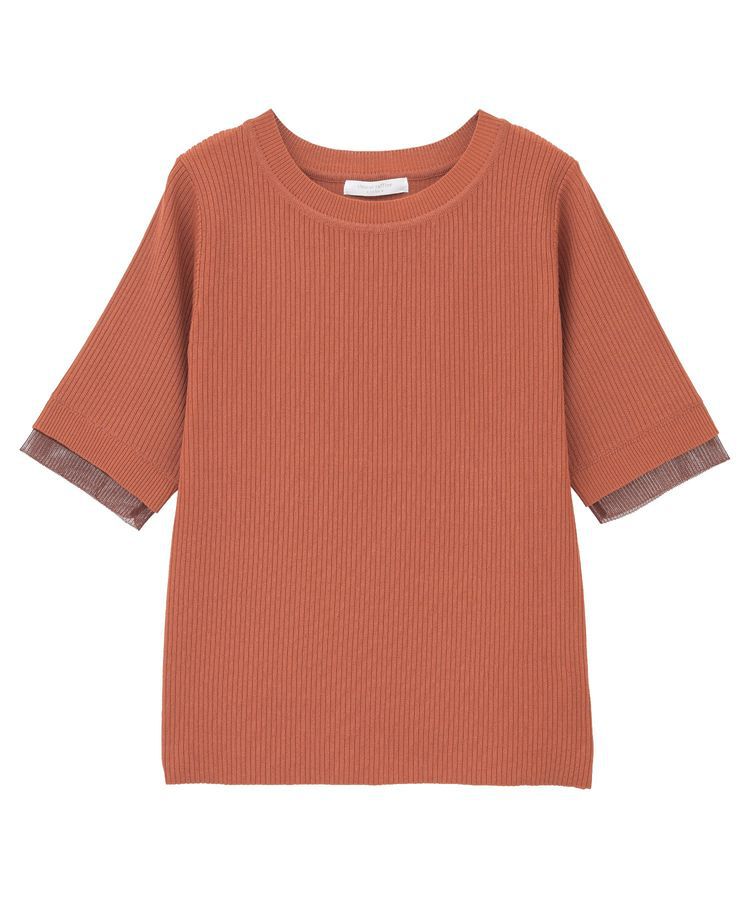 Green Parks「袖レイヤー5分袖ニットプルオーバー」|ニット・セーター|