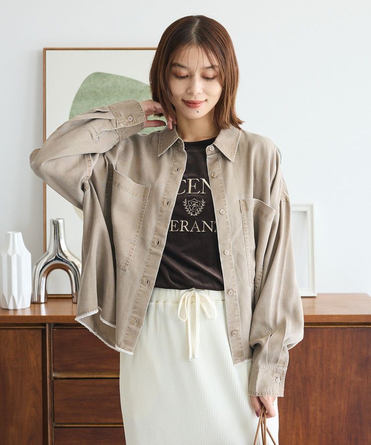 Green Parks「裾フリンジヴィンテージ風シャツ」|シャツ・ブラウス|