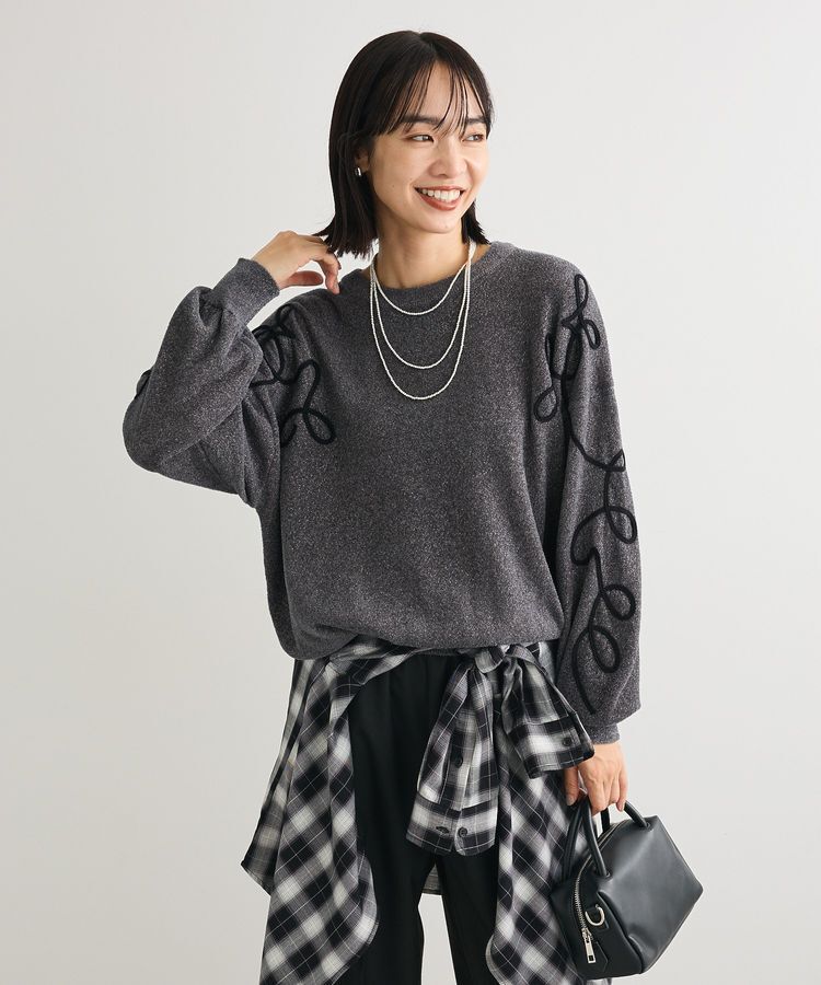 Green Parks「刺繍コードニットプルオーバー」|ニット・セーター|Gray