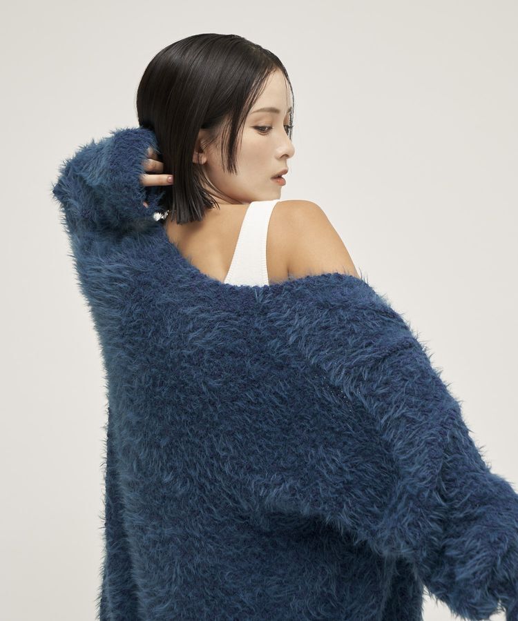 YECCA VECCA「【尾崎紗代子&times;YECCA VECCA】ブークレフェザーニットカーディガン」|カーディガン|