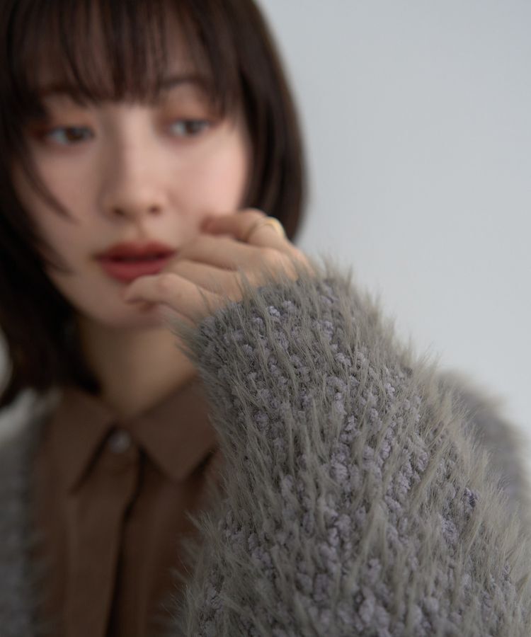 YECCA VECCA「【尾崎紗代子&times;YECCA VECCA】ブークレフェザーニットカーディガン」|カーディガン|