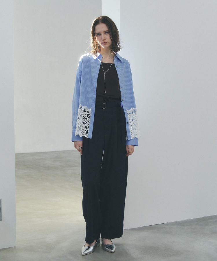 YECCA VECCA「レースヘムロングシャツ」|シャツ・ブラウス|