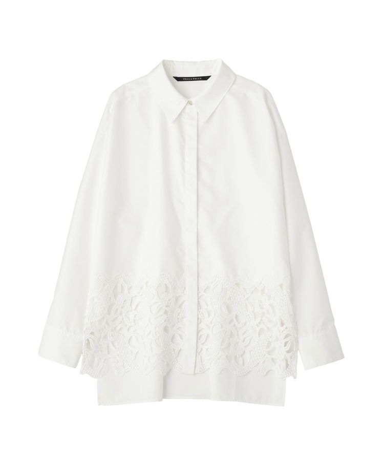 YECCA VECCA「レースヘムロングシャツ」|シャツ・ブラウス|