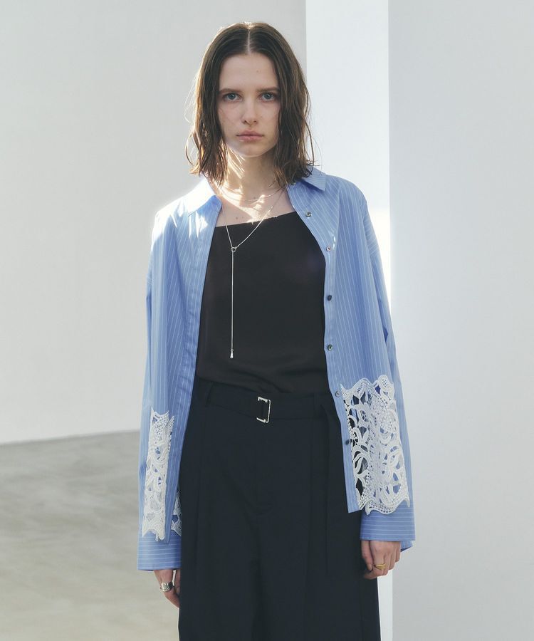 YECCA VECCA「レースヘムロングシャツ」|シャツ・ブラウス|