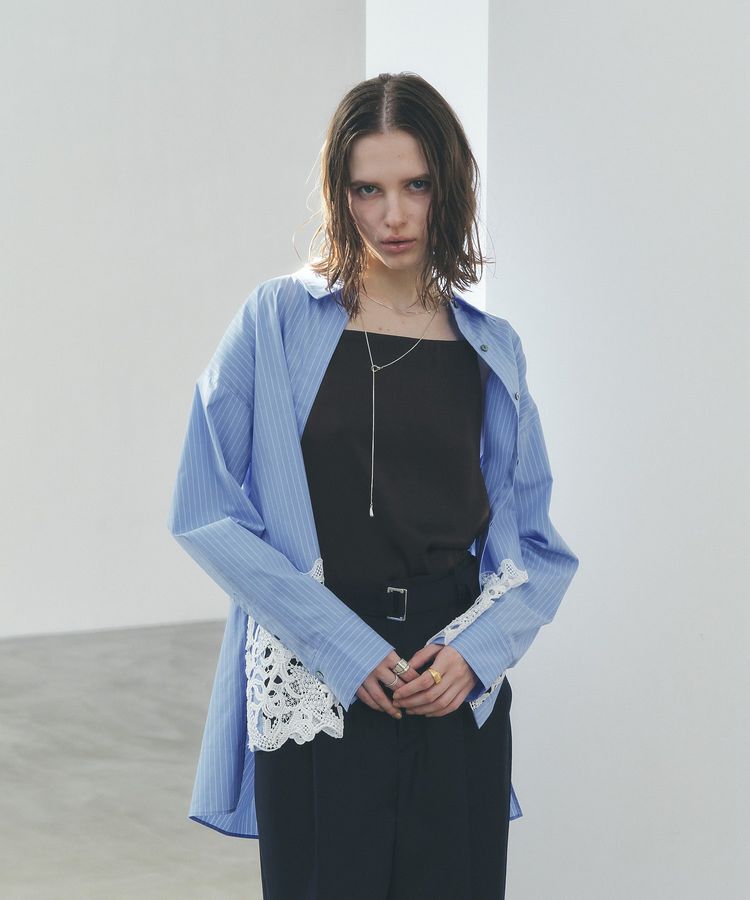 YECCA VECCA「レースヘムロングシャツ」|シャツ・ブラウス|