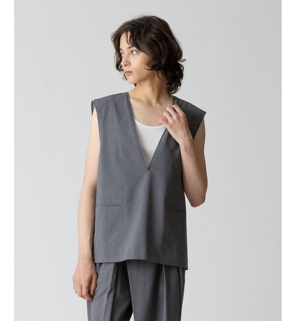 allureville「【セットアップ対応可能】トロピカルVネックジレ」|ベスト・ジレ|