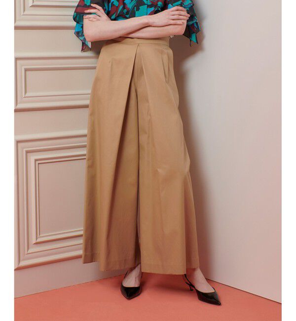 LOULOU WILLOUGHBY「【LOULOU WILLOUGHBY】ギャバタックワイドパンツ」|チノ|ベージュ