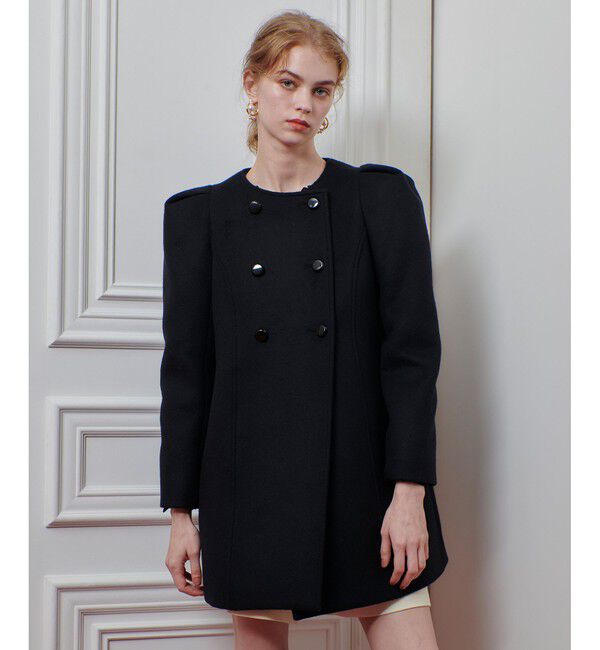 LOULOU WILLOUGHBY「【LOULOU WILLOUGHBY】シャルムビーバーパワショルコート」|ダッフルコート|ブラック