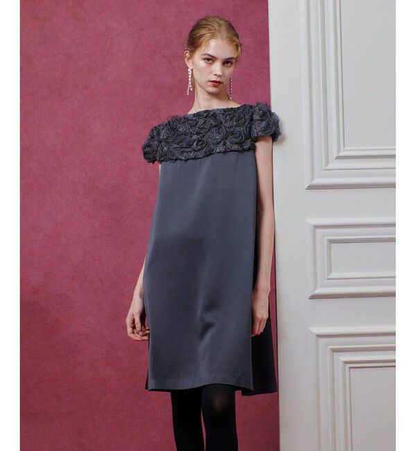 LOULOU WILLOUGHBY「【LOULOU WILLOUGHBY】チュールローズワンピース」|ワンピース|ブラック